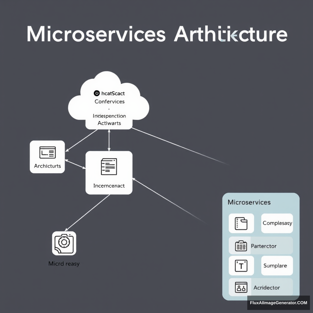 Microservices architecture diagram with interconnected services. Alt text: Illustration of a microservices architecture with multiple independent services communicating with each other.