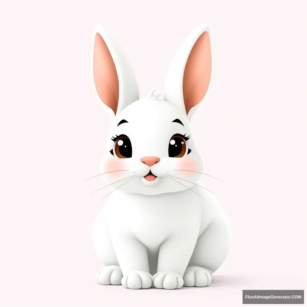 Cute white baby rabbit, full body, cartoon look, with expressive eyes, 8k.