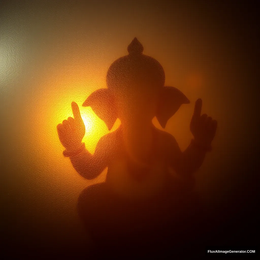 Ganesha seen through frosted glass. - Image