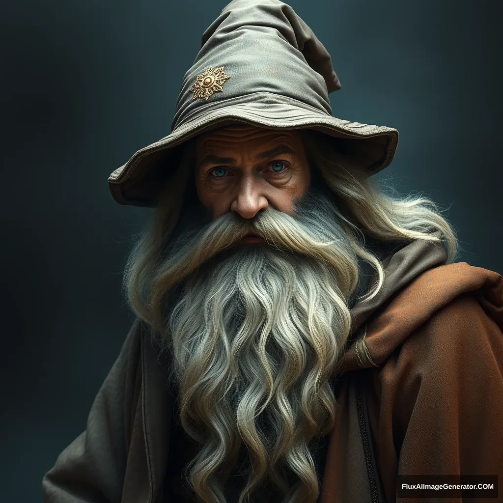 A wizard with a long beard.