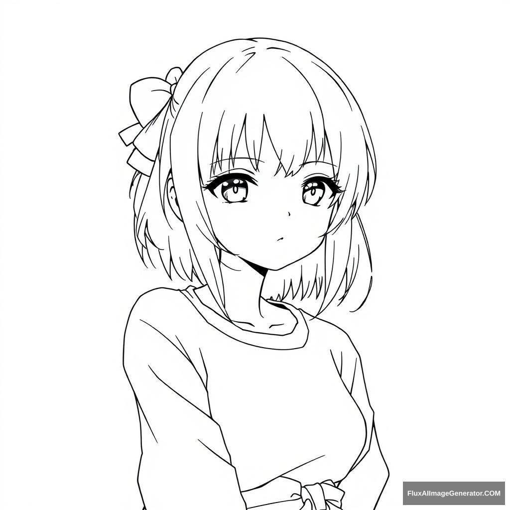 Super simple anime girl lineart.