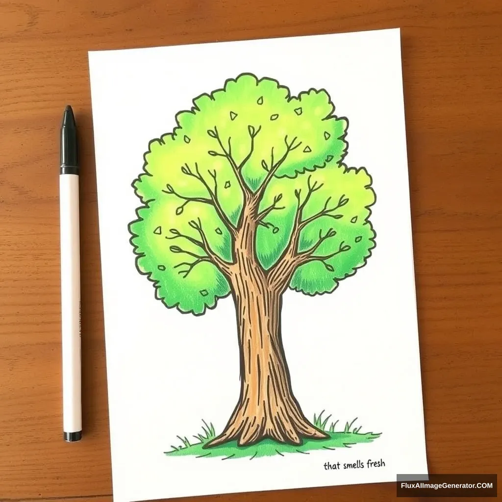 "Draw a tree that smells fresh."