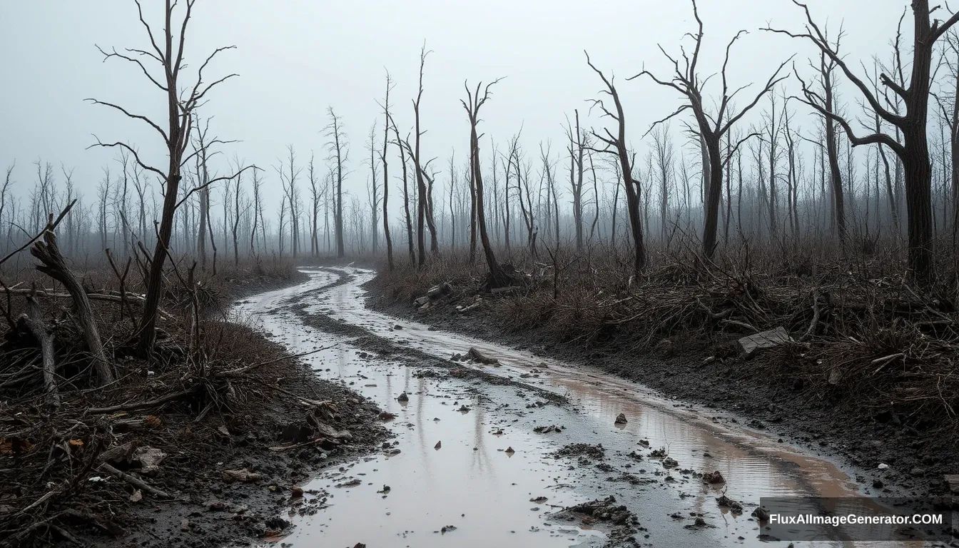 Gray cloudy day, dead trees, muddy ground mixed with a little rags, a little reddish water, because of the long rainy weather foggy. If you walk on the side of the road, you can see some mounds of earth, and some broken bones can be seen when the rain washes away. The rest should be no different from ordinary places, and the villages and cities where they live in a concentrated area should be able to see some miserable scenes.