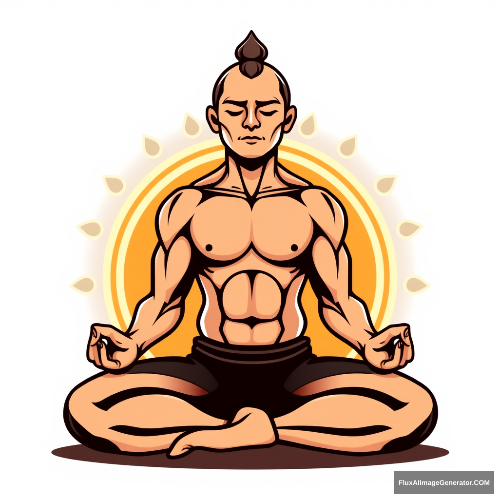 Yoga Center logo: Trans muscular dwarf in lotus position