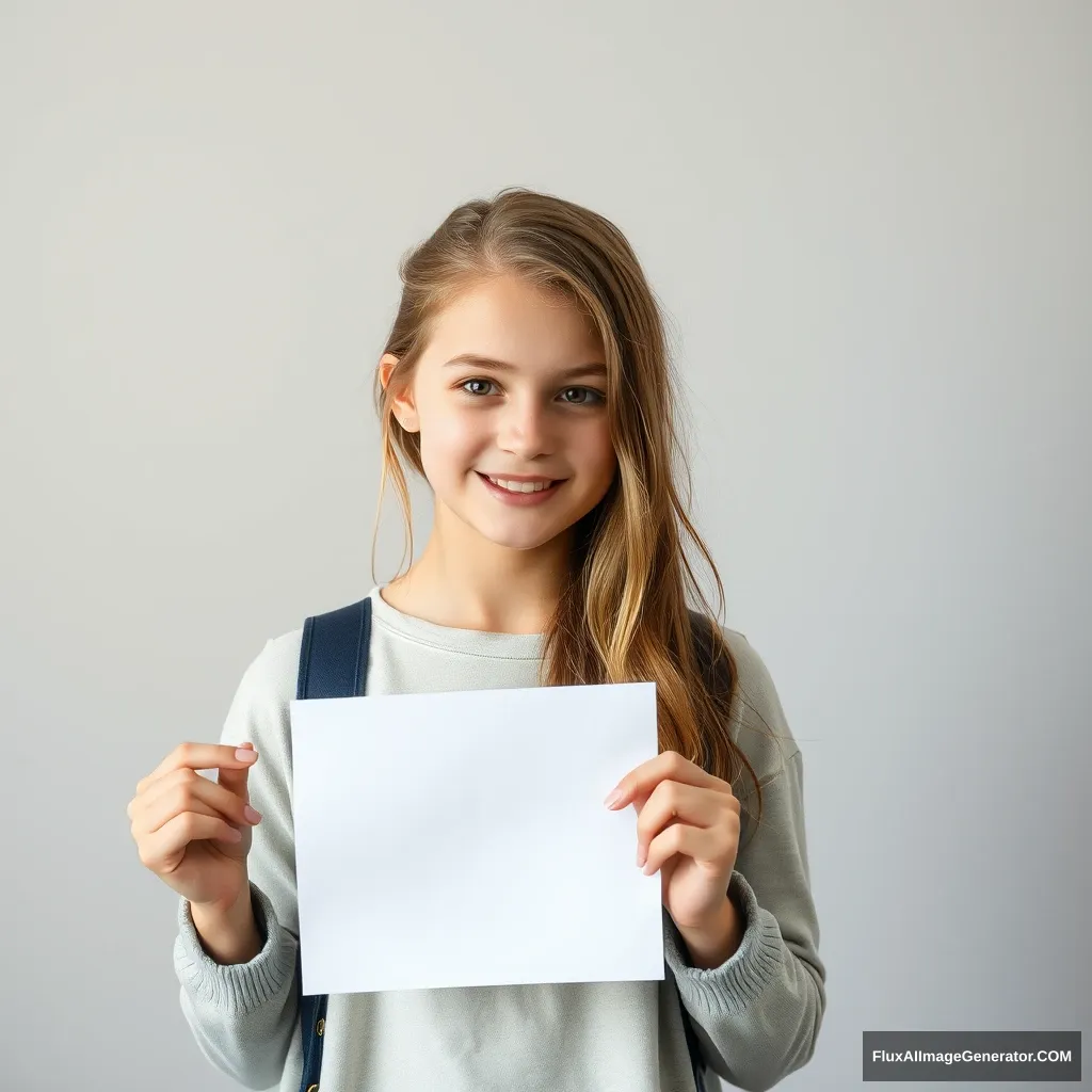 a teen girl holding a white paper - Image