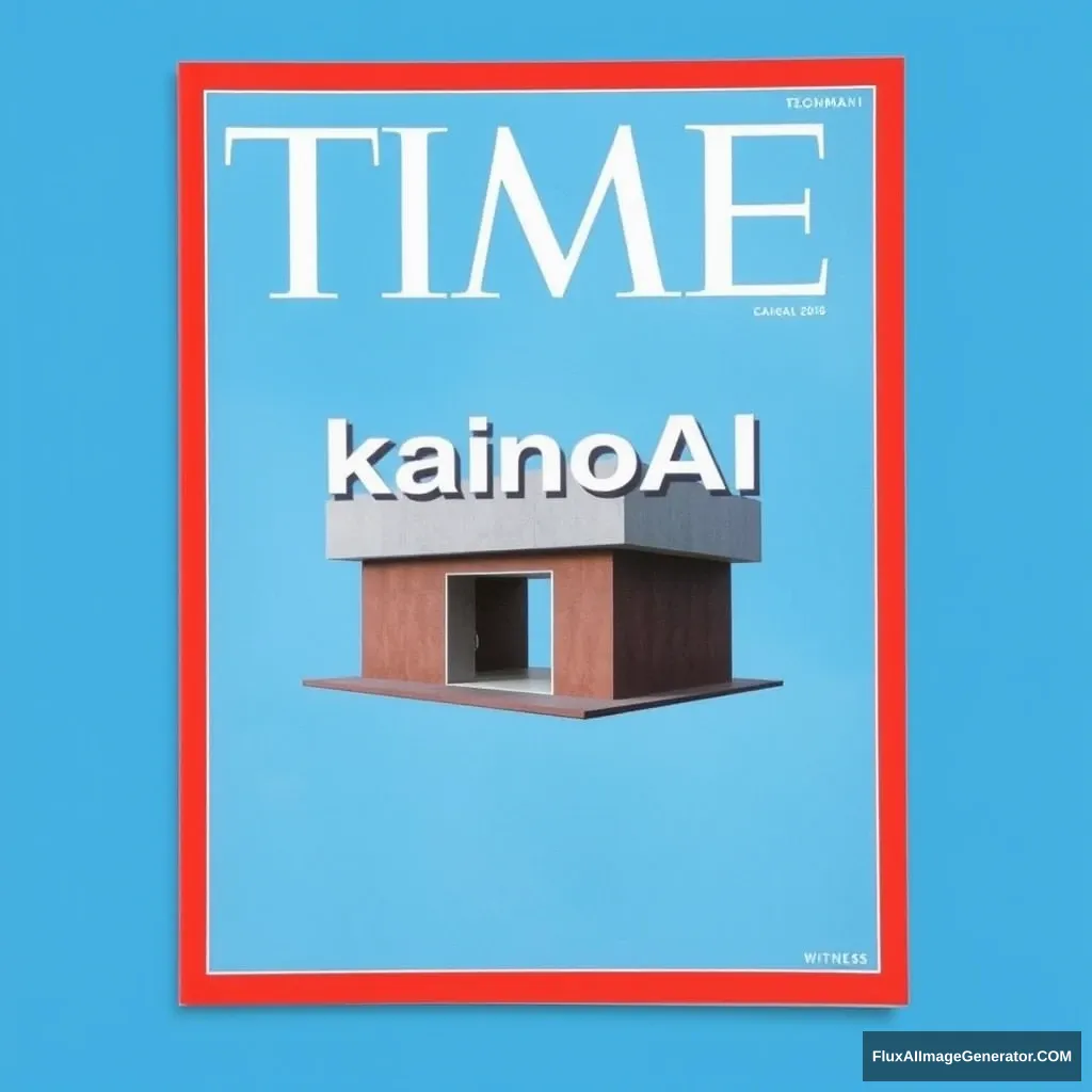 TIME magazine cover shows a "KainoAI" company, background is blue. - Image