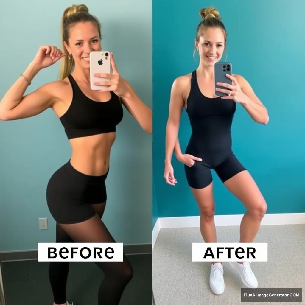 Fitness model influencer Emma's before-after photos. - Image