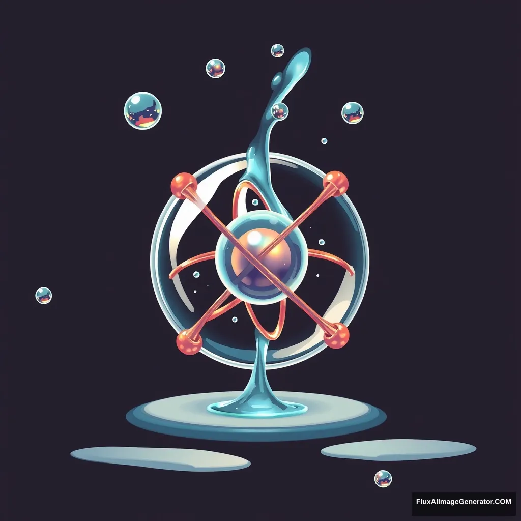 Liquid atom phenomenon science detailed illustration