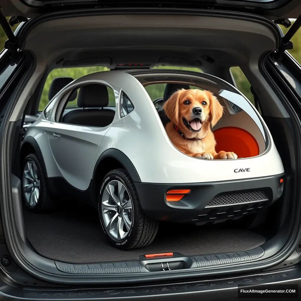 Product design for a car for dogs.