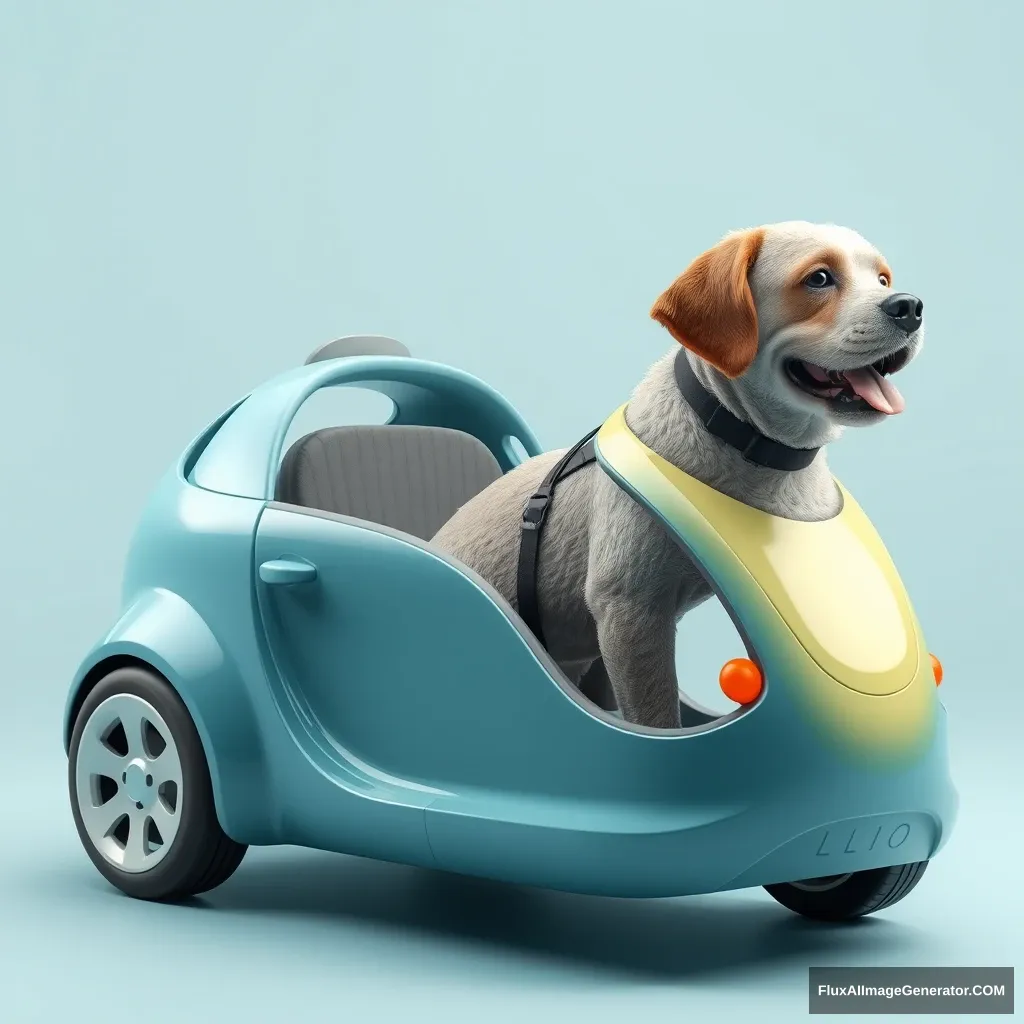 Product design for a car for dogs.