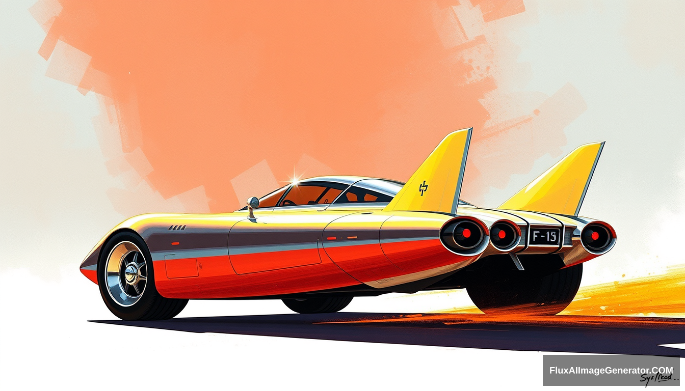 concept car, as illustrated by Syd Mead, inspired by the F15 fighter.