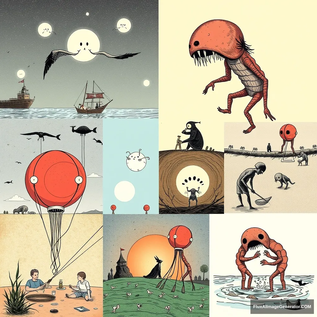 Collage of Different Weird Illustrations - Image