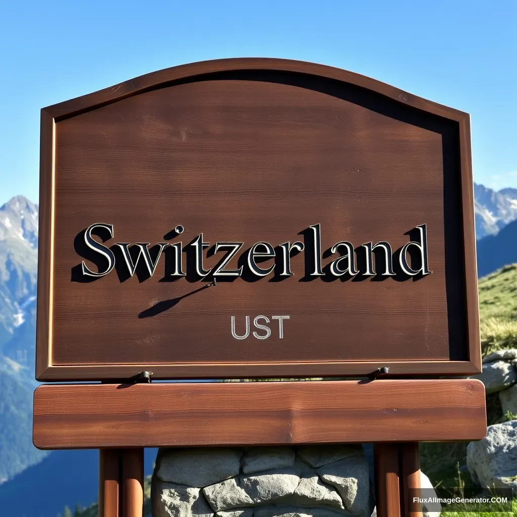 "Switzerland mountain side Name UST engraved on billboard" - Image