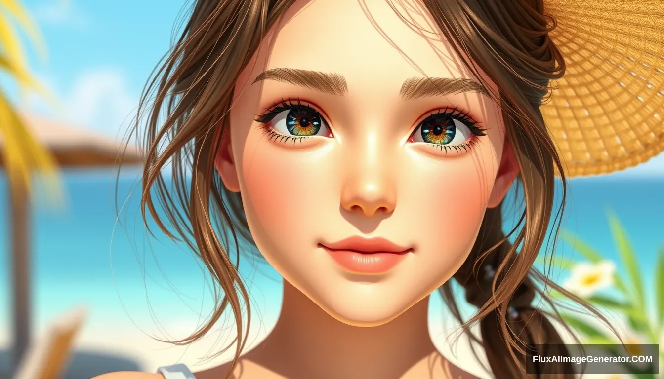 CG, beautiful girl, cute face, summer, 3D, full body photo, reality - Image