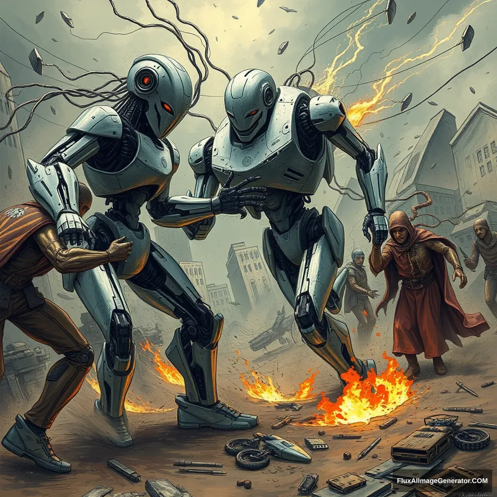 'Robot storm attacking humans' - Image