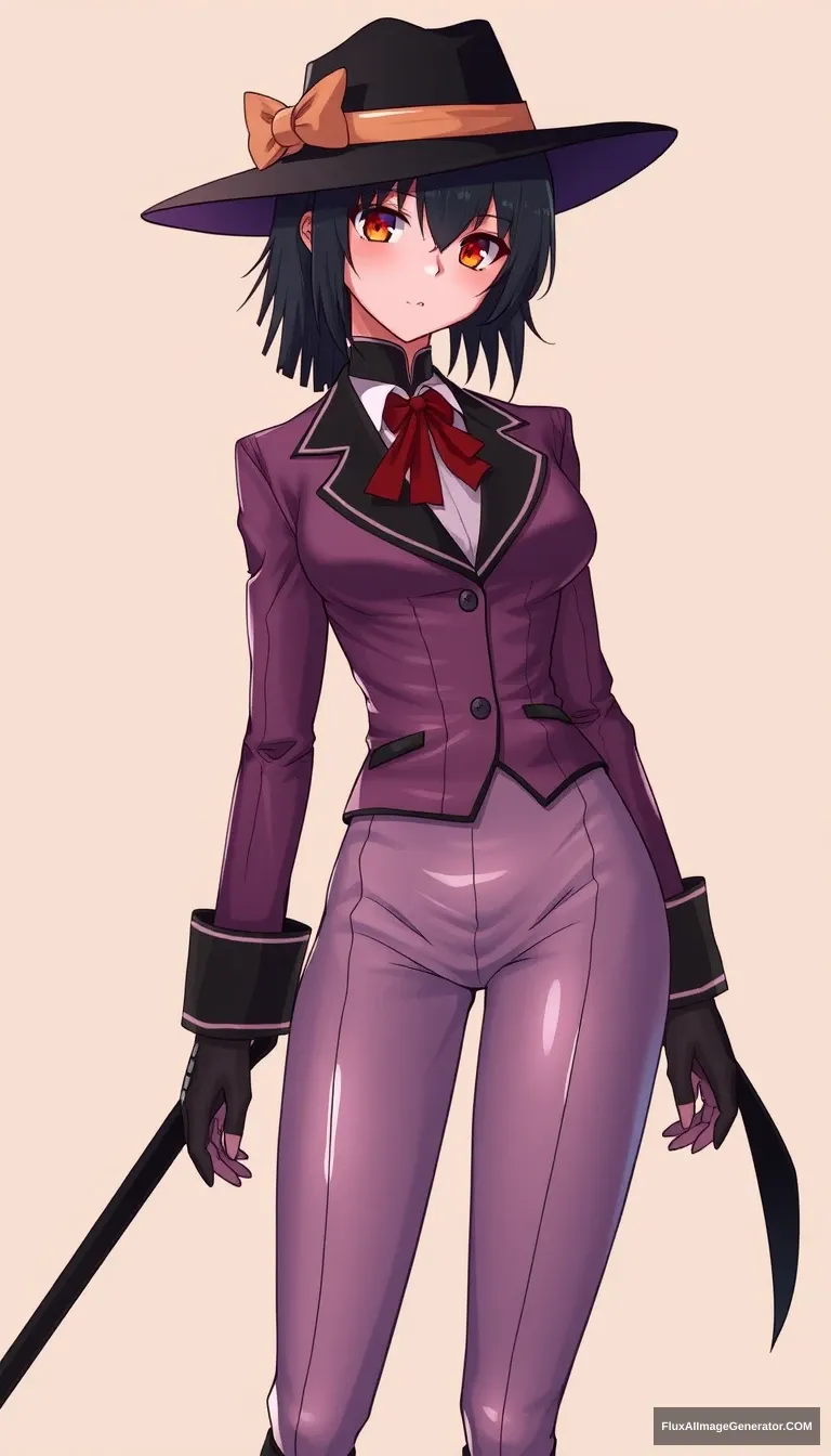 1 girl, best quality, fubuki, cowboy shot, glossy suit,