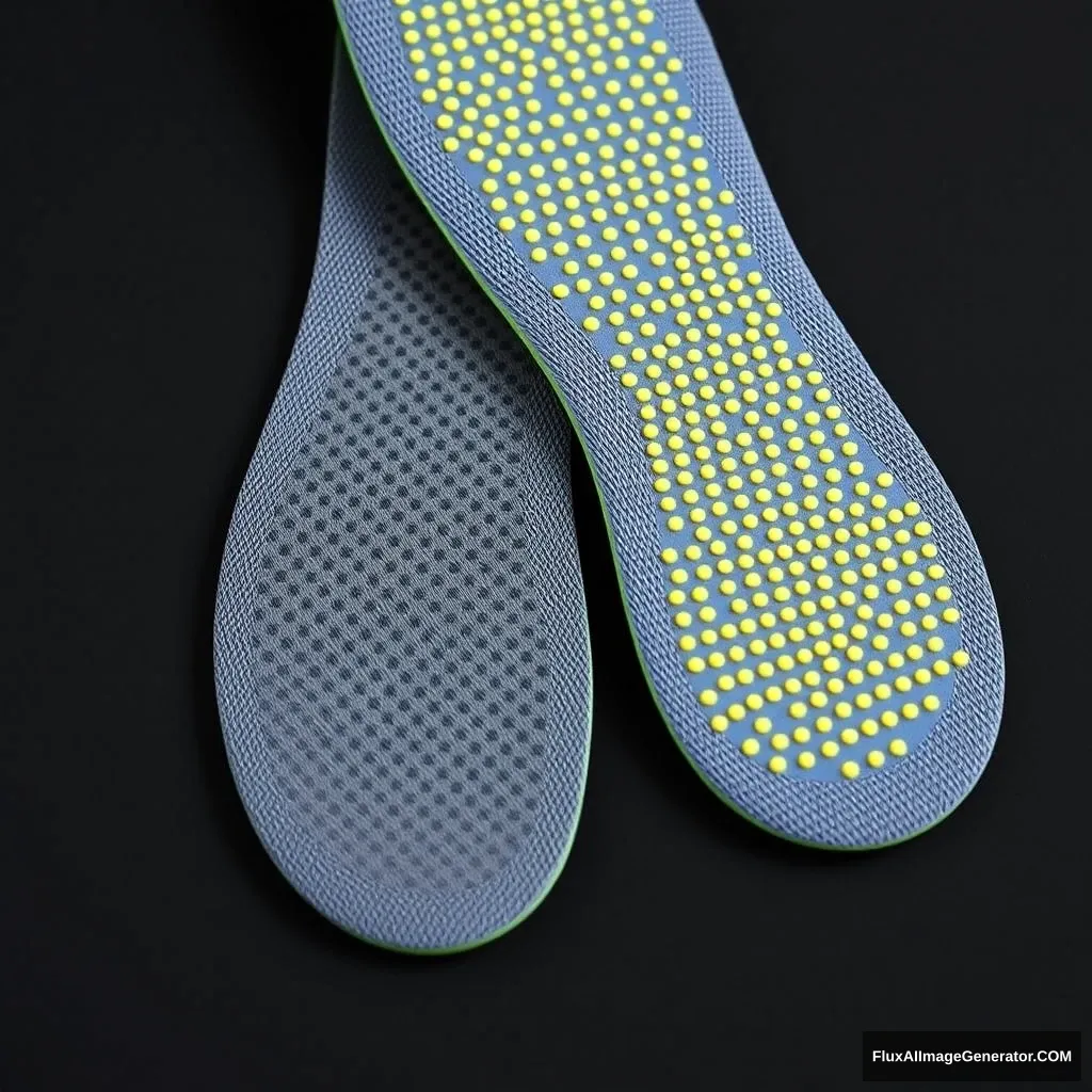 A pair of insoles with a porous breathable dot matrix structure. - Image