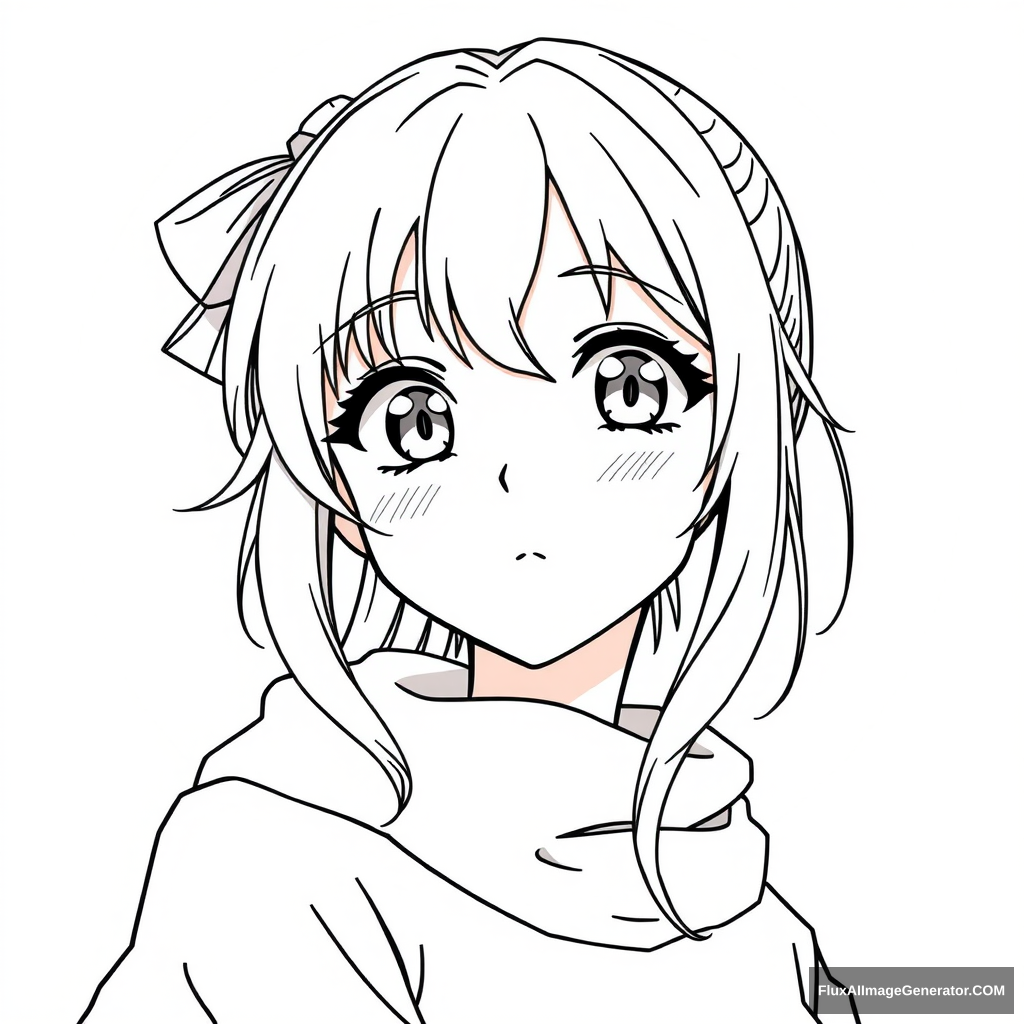 Super simple anime girl lineart.