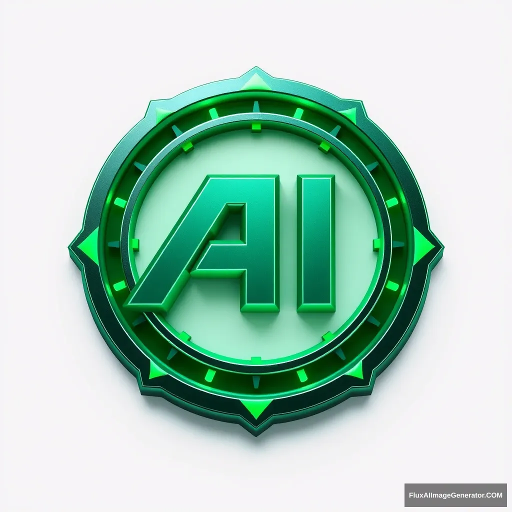 Logo emblem, future color, green, 3D, letters AI. - Image