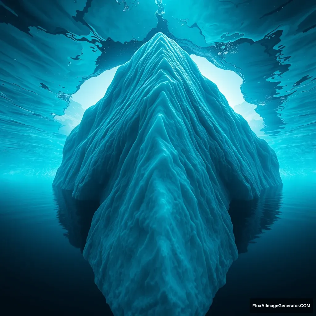 "Create an image: I am under the iceberg facing the world." - Image