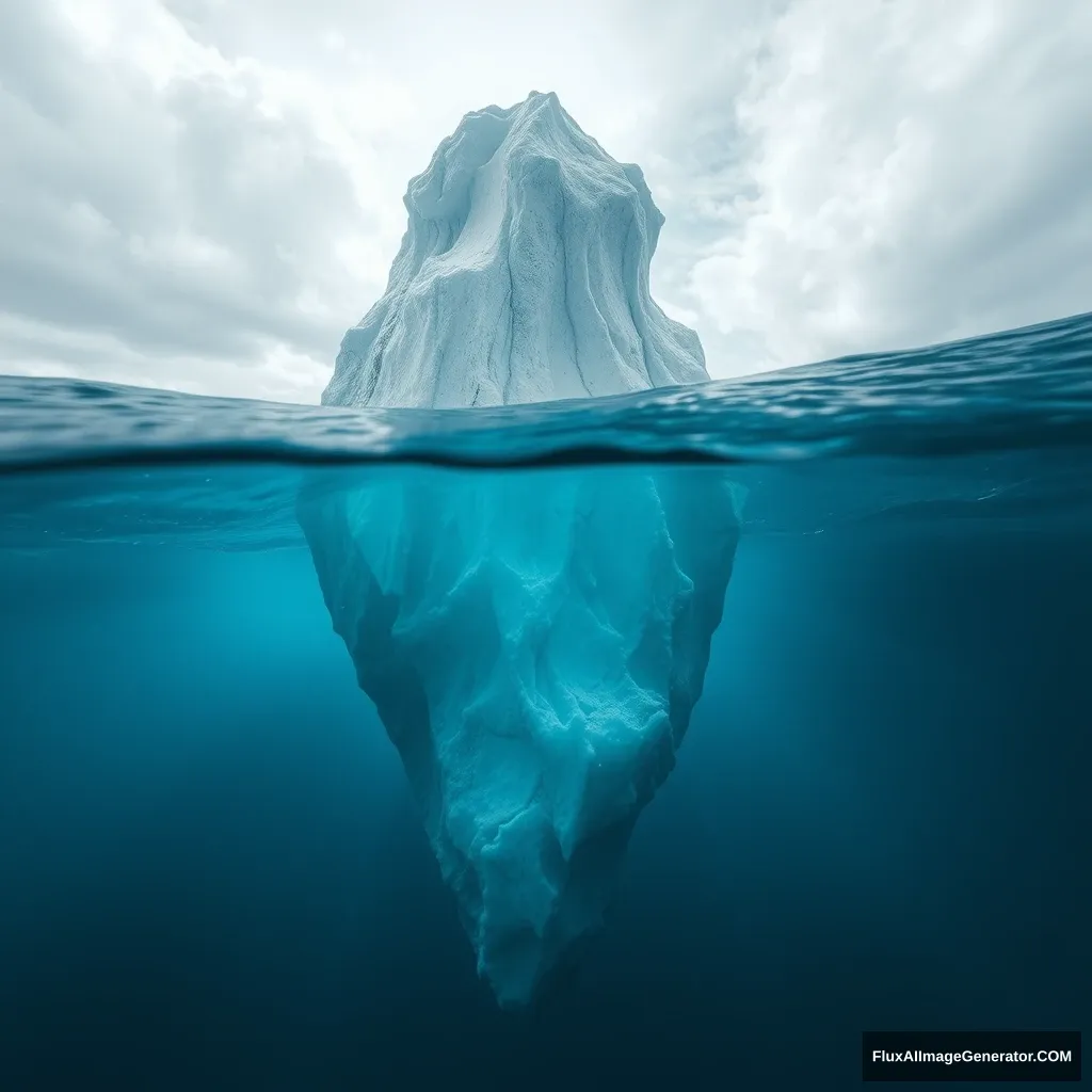 Create an image: I am under the iceberg facing the world. - Image