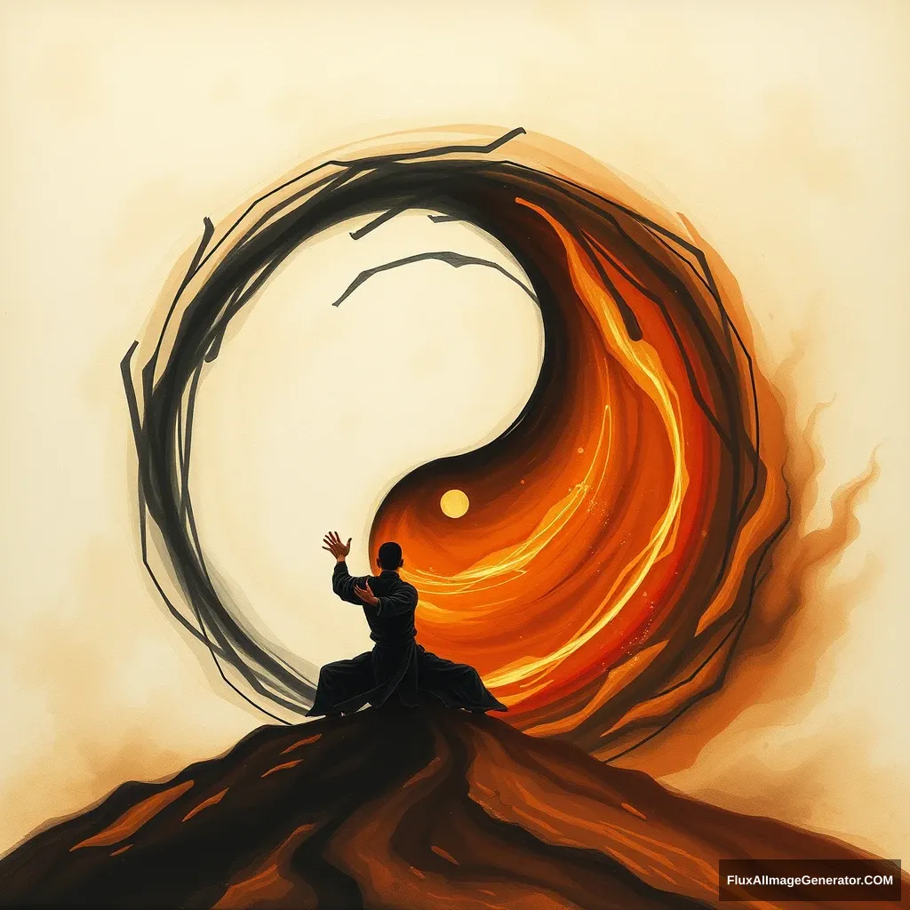 "Draw a picture: The Taiji (Tai Chi) arises from the Wuji (Ultimate Void), the mechanism of movement and stillness, the mother of Yin and Yang." - Image