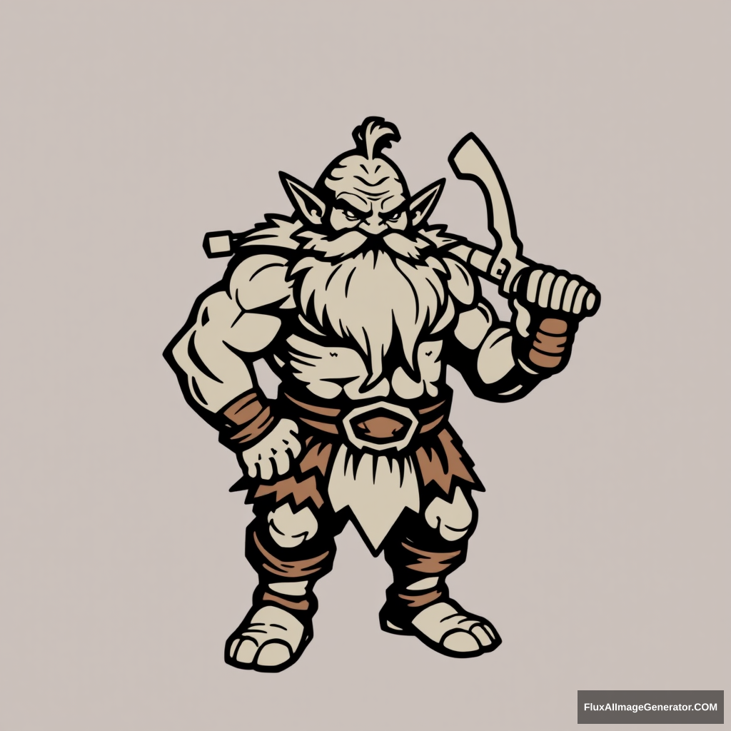 The emblem is a muscular, brutal dwarf Yogi Tolkien.