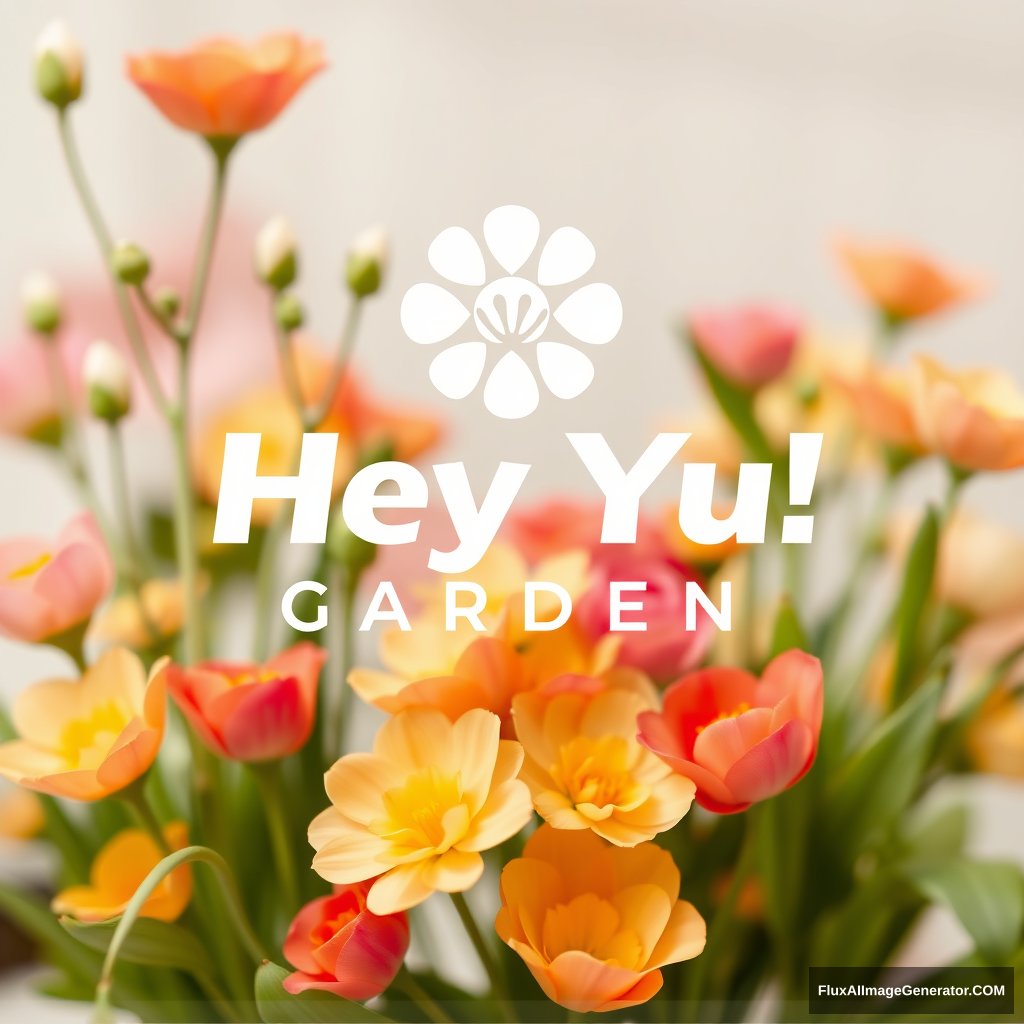 Brand logo of Korean flower house. Name is 'Hey Yu! Garden'. No Chinese/Japanese characters in logo. - Image