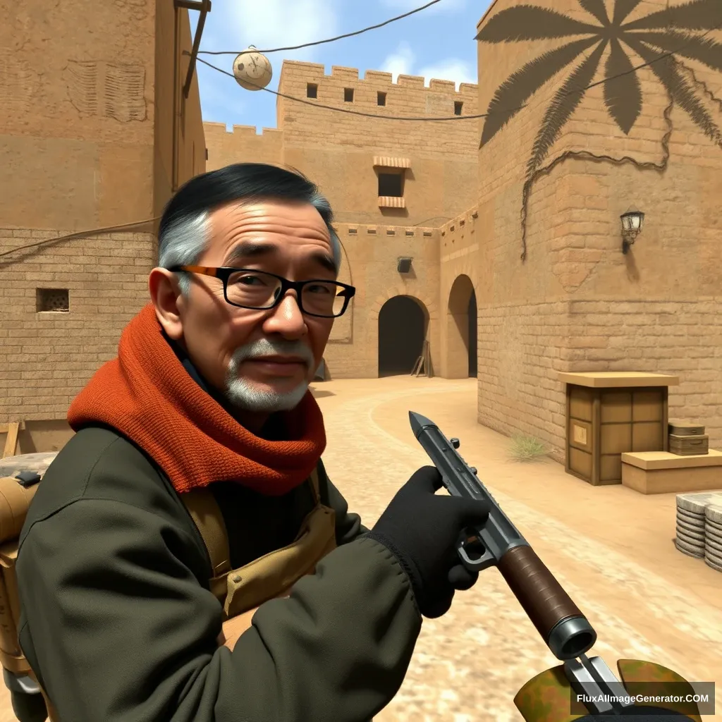 "Old Wang was playing Counter-Strike and got killed with a knife at the corner of a small path on the map Dust II. How tragic!"