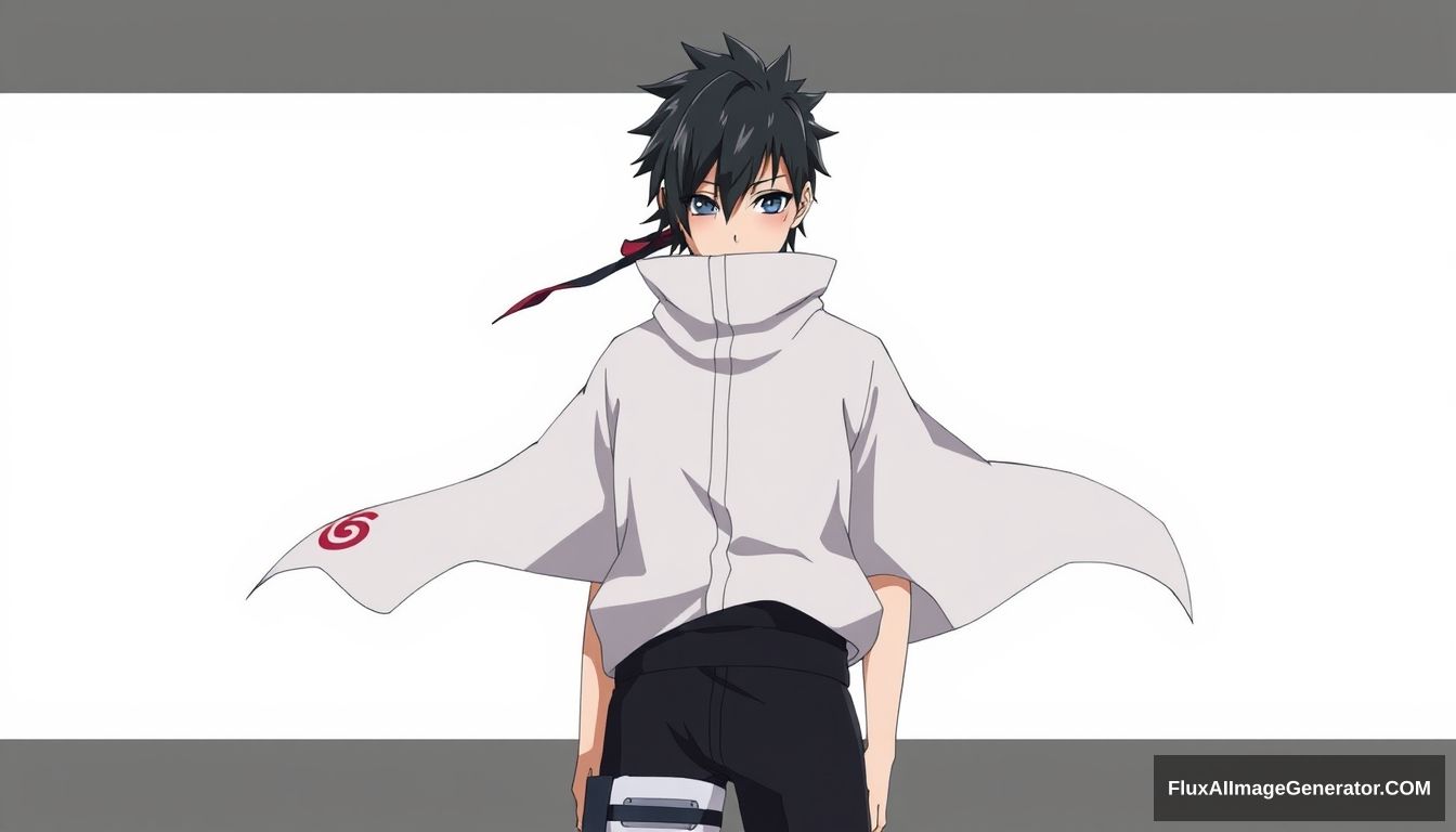 Ryūsuke is a guy with a height of 185.7 cm. He can be considered quite charming as many of the girls in Konoha (including Reika) have a crush on him. He has porcelain skin, black hair, and black irises, which he inherited from his mother. Naruto character design, full body from head to toe. - Image