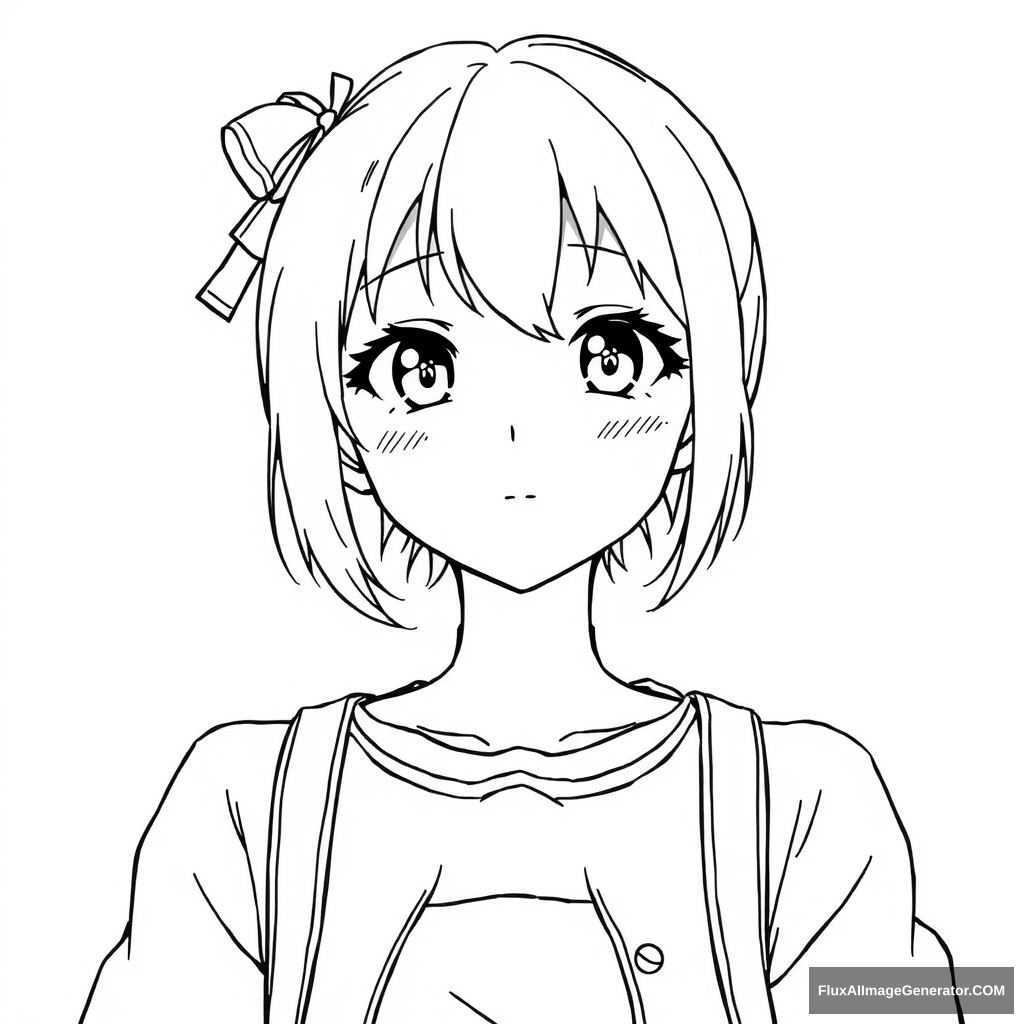 basic line art anime girl cute - Image