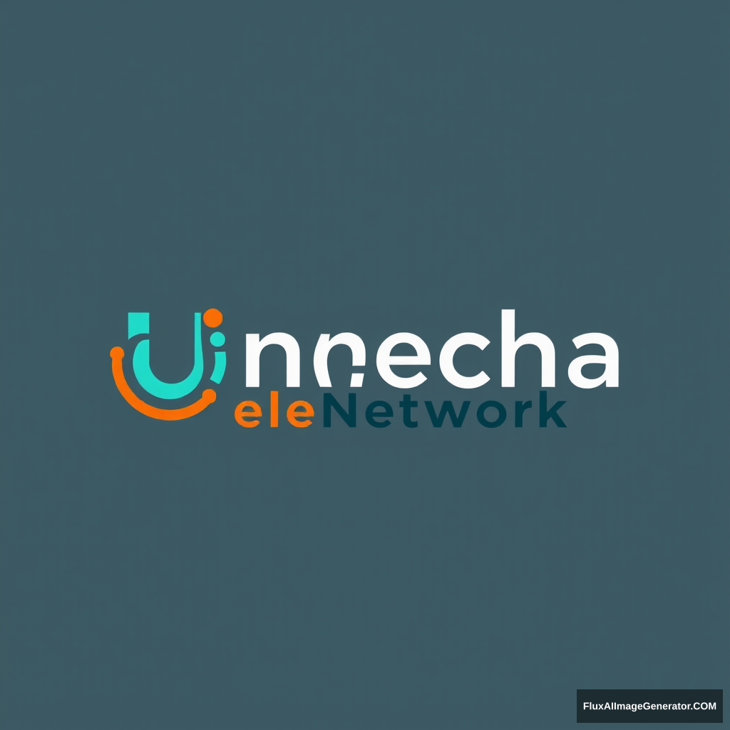 Creative logo of "Unecha TeleNetwork" internet service provider, colors teal and orange. - Image