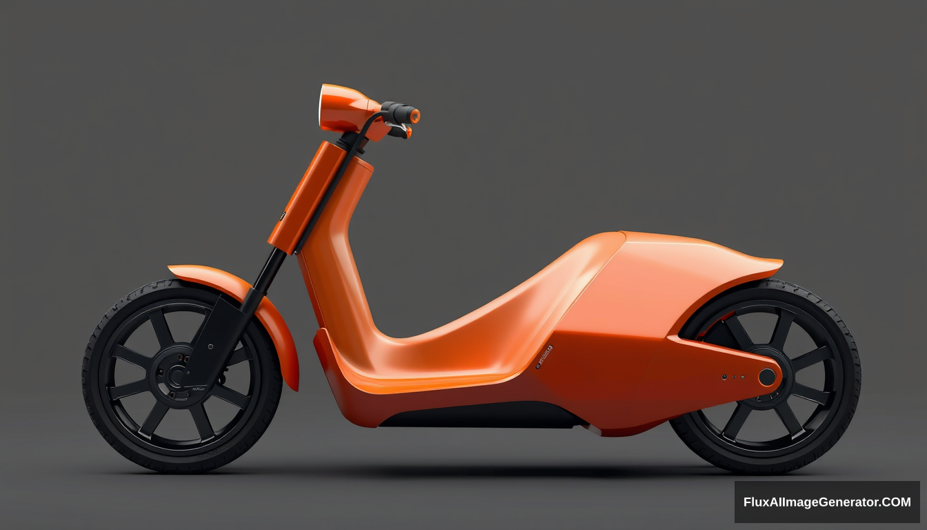 3-wheeled concept scooter, only 2 wheels in front, only 1 in back, 4k, wide bicycle wheels, detailed. - Image