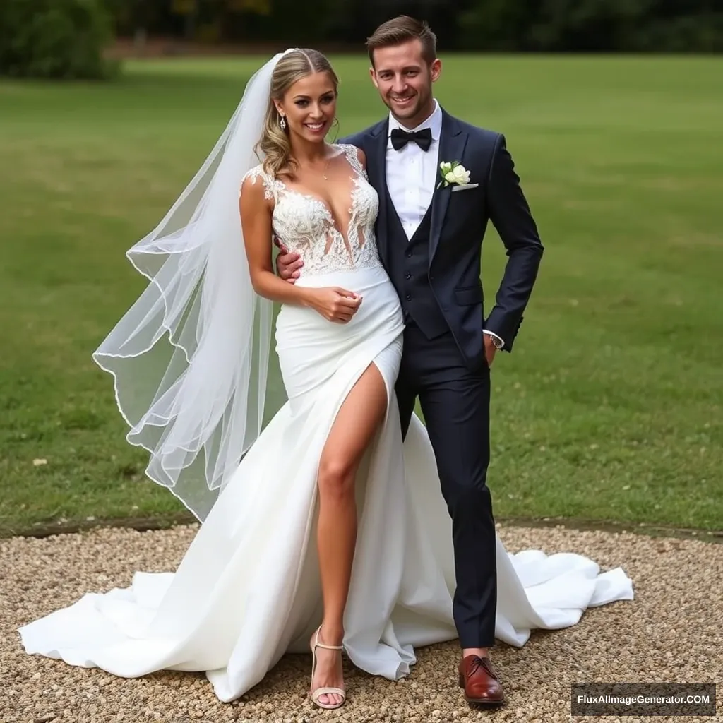 Fitness model influencer Emma's daring wedding dress. - Image