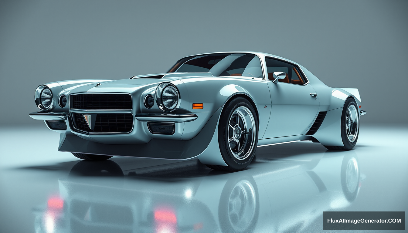 A futuristic car concept, based on the 1972 Camaro, circa 1972, detailed, 4k. - Image