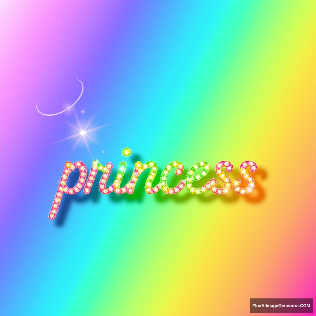 Quirky cute fancy colorful sparkly bright text saying "princess"