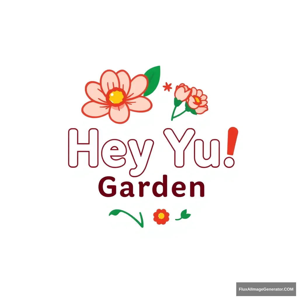 Brand logo of Korean flower house. Name is 'Hey Yu! Garden'. No Chinese/Japanese Characters in logo. - Image