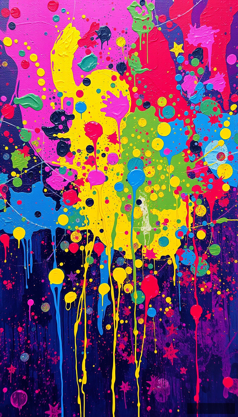 "Colored paint splatter background abstract oil painting splatter" - Image