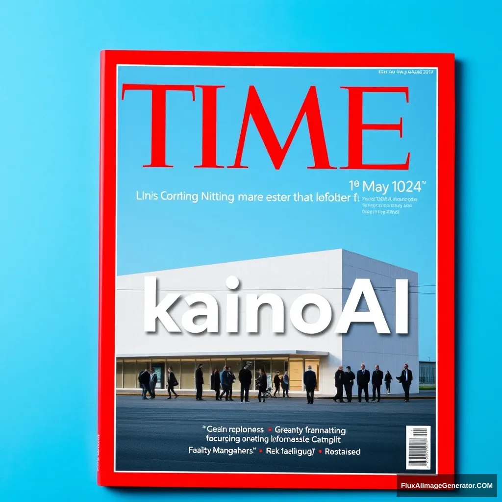 A TIME magazine cover shows a "KainoAI" company, background is blue, top-right corner shows date 18 May 2024.