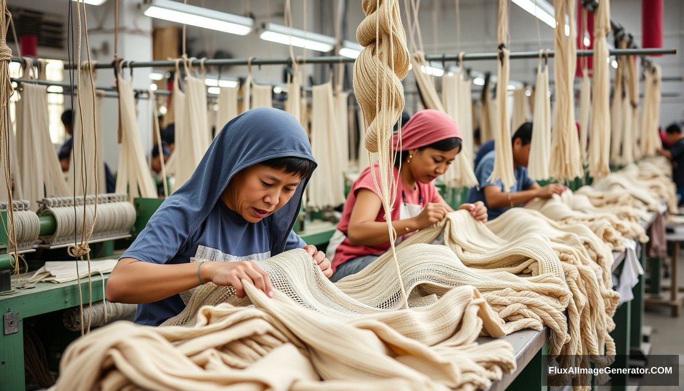 Textile workers at work - Image