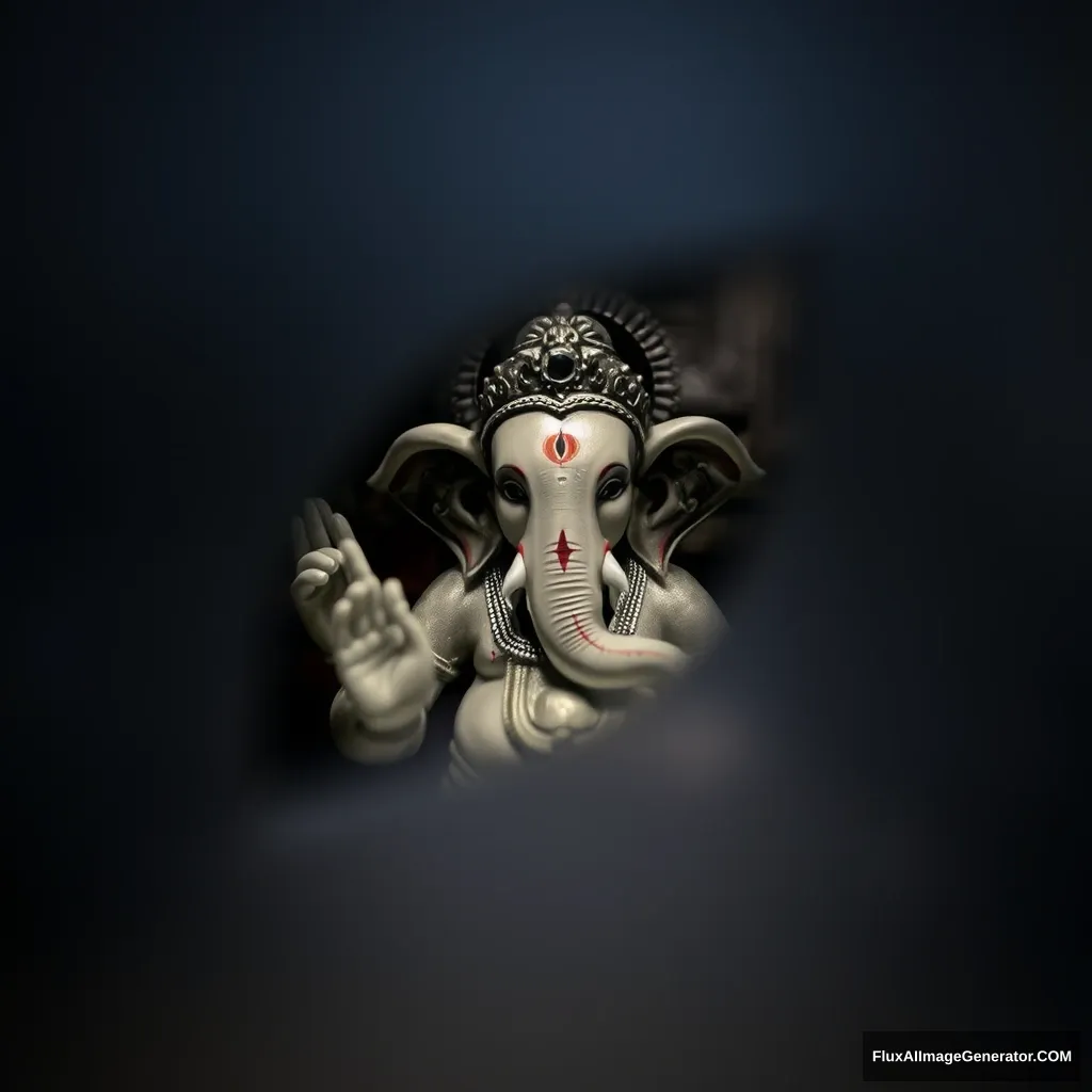 Ganesha seen through frosted glass. - Image