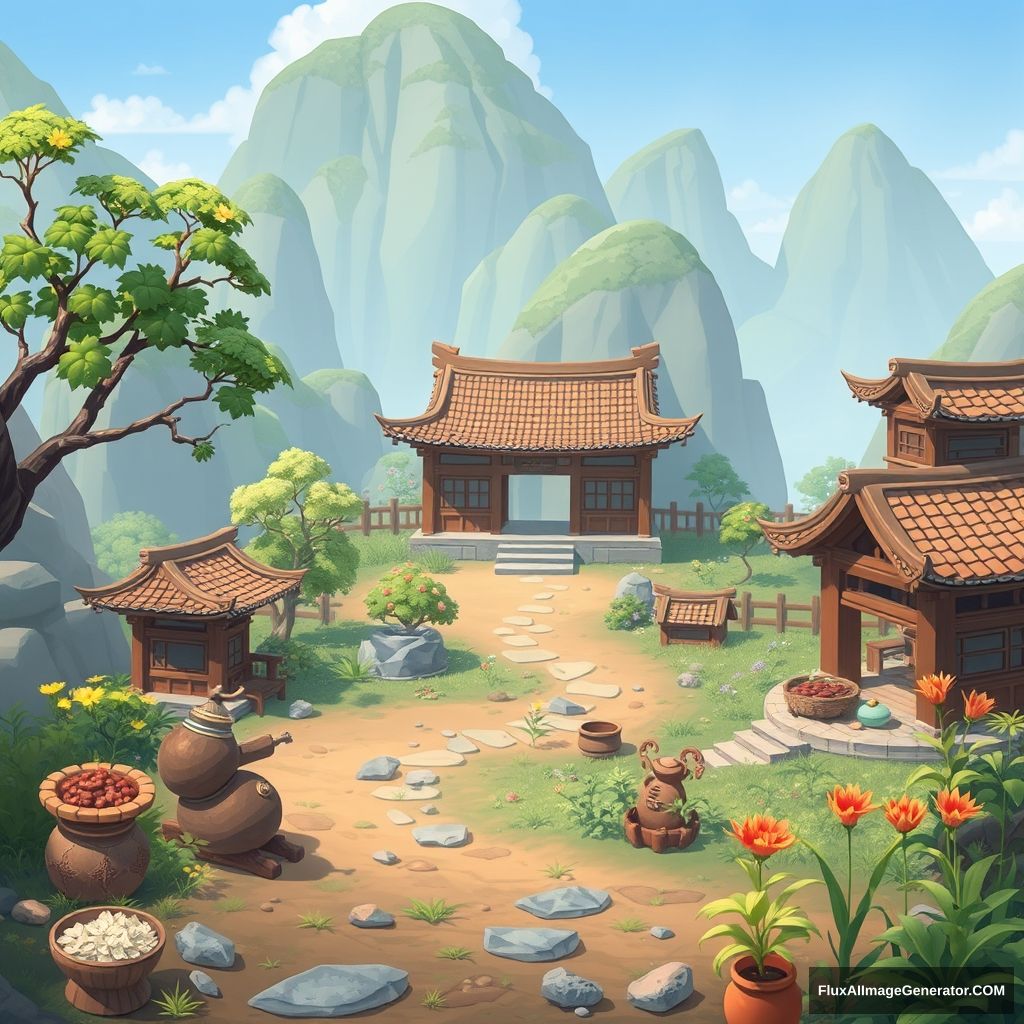 "A background image for a game with a Chinese-style cultivation theme." - Image