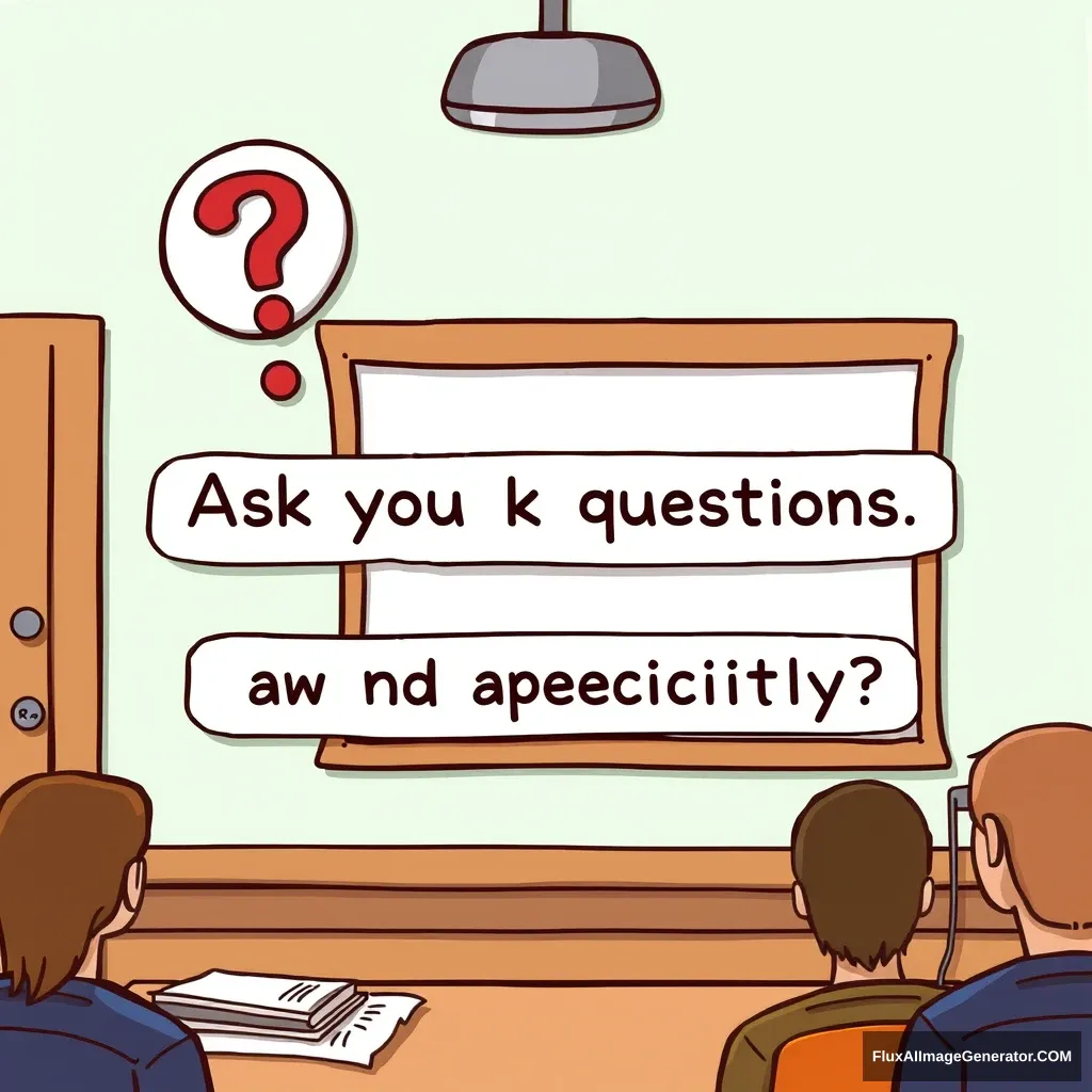 Ask questions clearly and specifically, cartoon style.