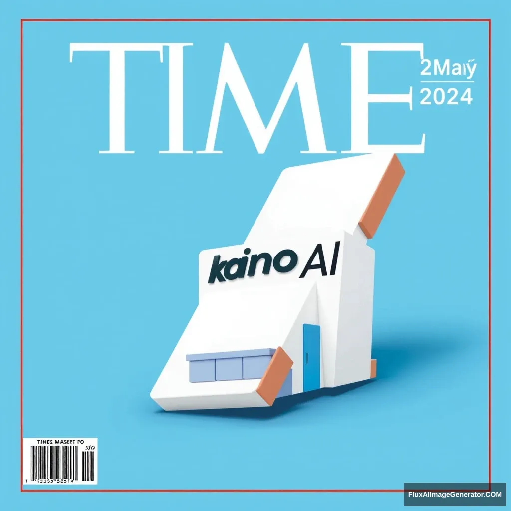 A TIME magazine cover shows a "KainoAI" company; it is a technology company, and the background is blue. The top-right corner shows the date as May 18, 2024.