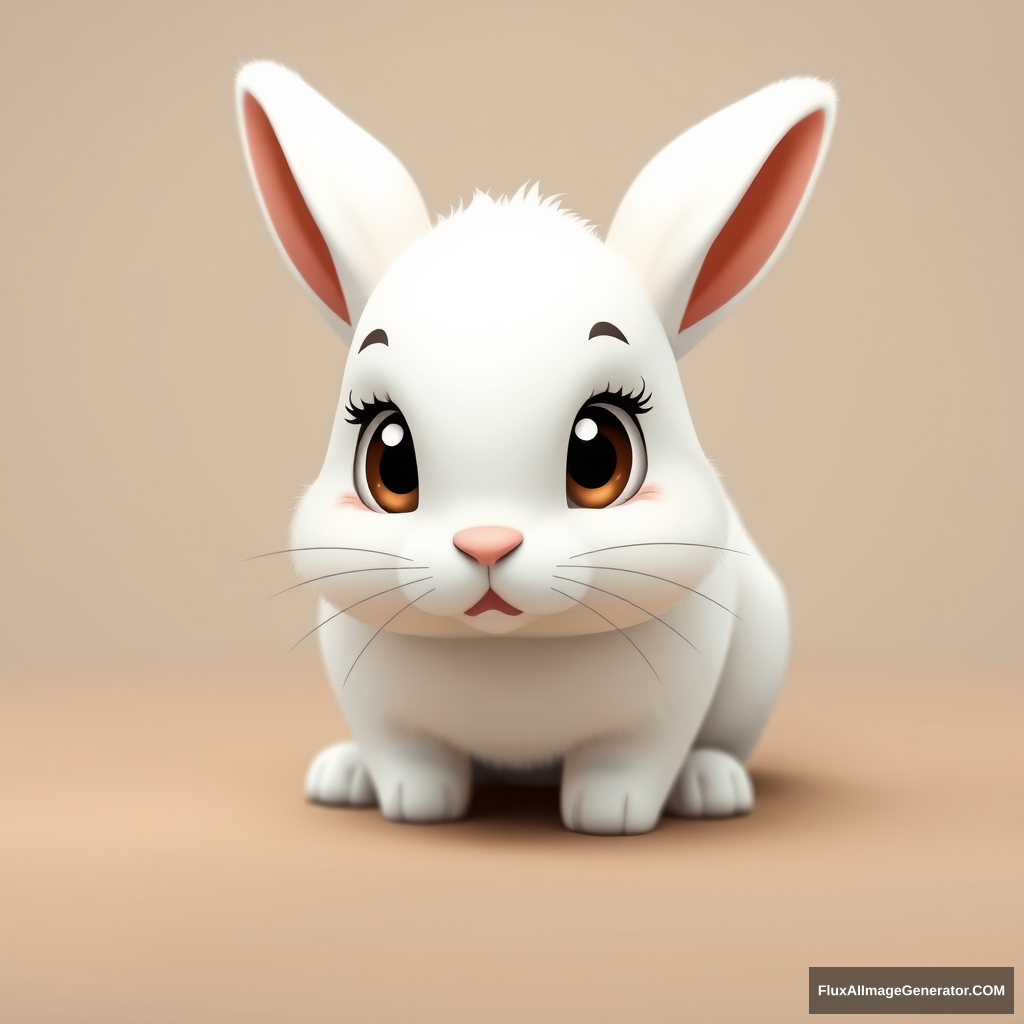 Cute white baby rabbit, full body, cartoon look, with expressive eyes, 8k