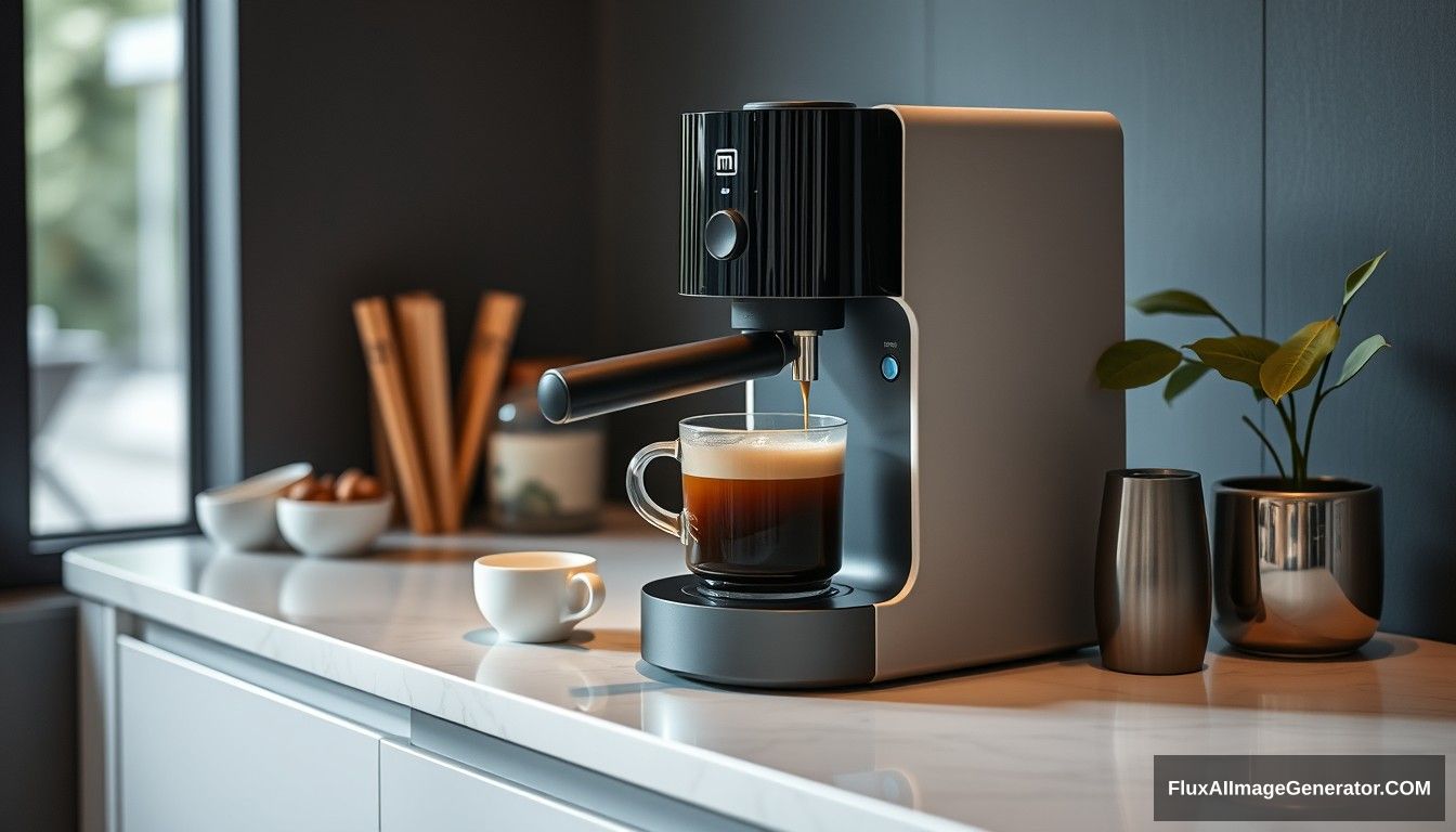 A coffee machine, beautiful, Xiaomi style. - Image