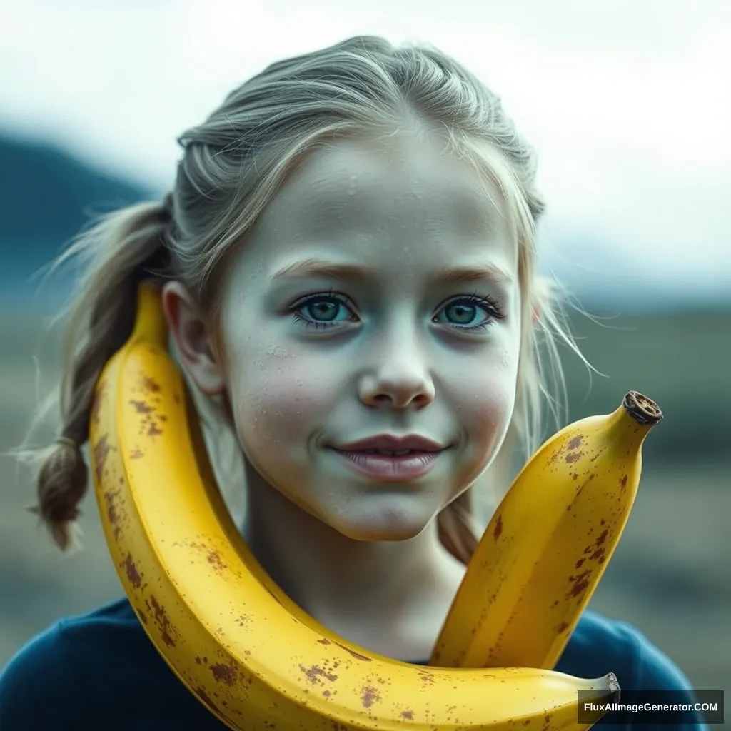 24-year-old girl with a banana that looks like skin. - Image