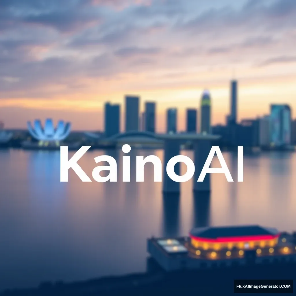 Design a blue logo with the words "KainoAI", Singapore background.