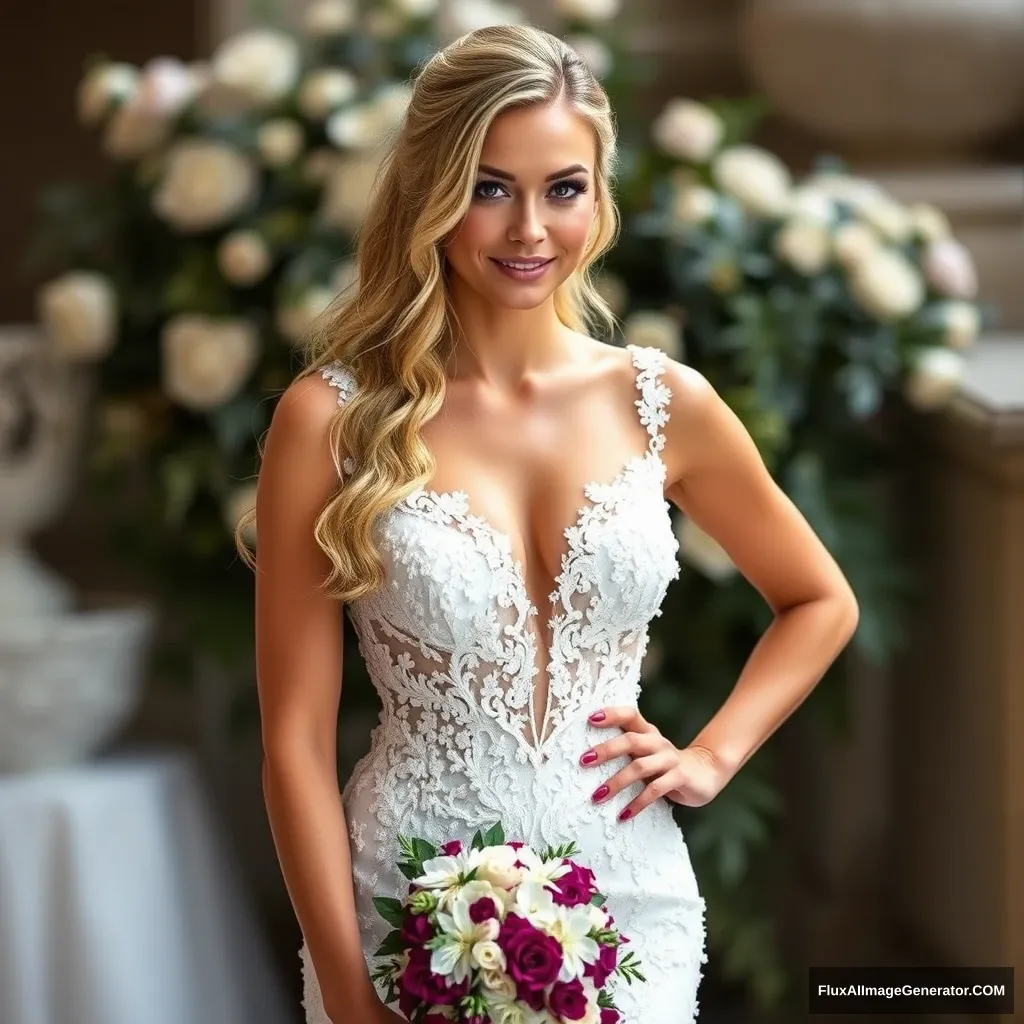 Fitness model influencer Emma's daring wedding dress. - Image