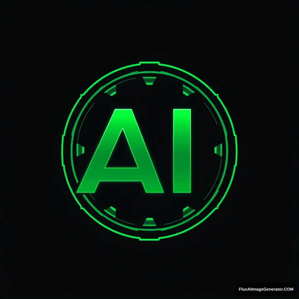 The letters AI. logo emblem, future color, green